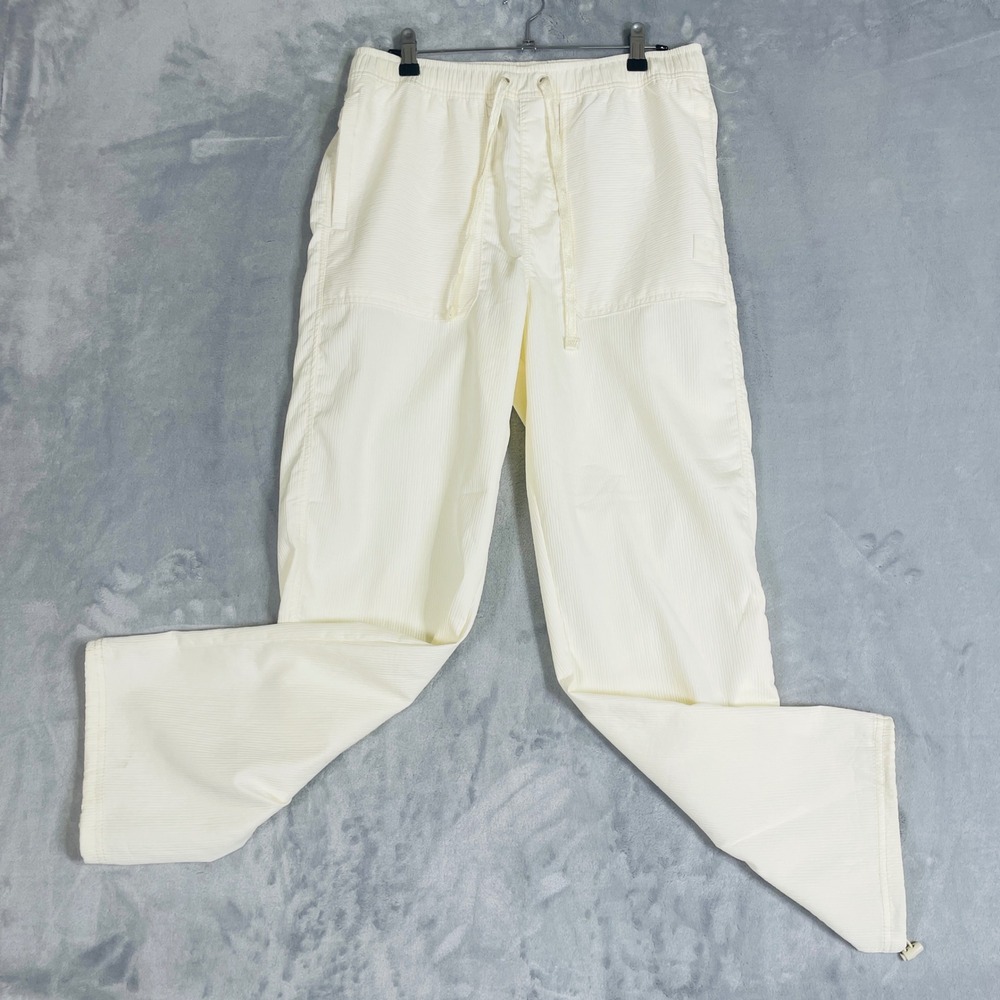 Saints Studio Corduroy Pants Mens S Cream White Straight Leg Drawstrin